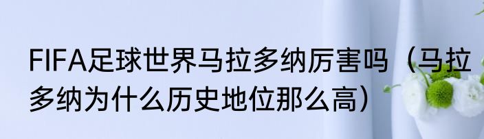 FIFA足球世界马拉多纳厉害吗（马拉多纳为什么历史地位那么高）