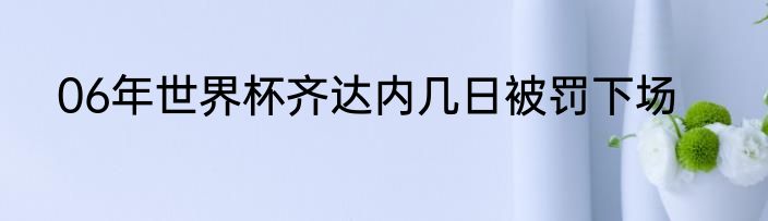 06年世界杯齐达内几日被罚下场