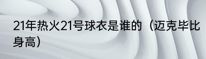 21年热火21号球衣是谁的（迈克毕比身高）