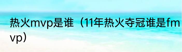 热火mvp是谁（11年热火夺冠谁是fmvp）
