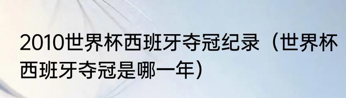 2010世界杯西班牙夺冠纪录（世界杯西班牙夺冠是哪一年）