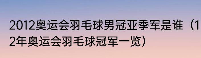 2012奥运会羽毛球男冠亚季军是谁（12年奥运会羽毛球冠军一览）