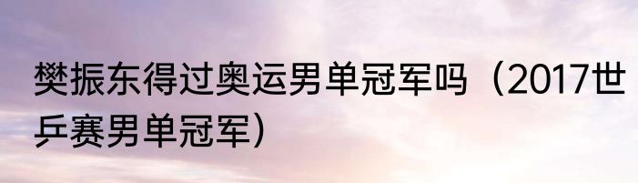 樊振东得过奥运男单冠军吗（2017世乒赛男单冠军）