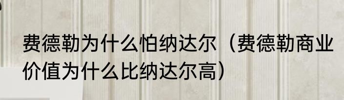 费德勒为什么怕纳达尔（费德勒商业价值为什么比纳达尔高）