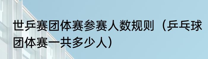 世乒赛团体赛参赛人数规则（乒乓球团体赛一共多少人）