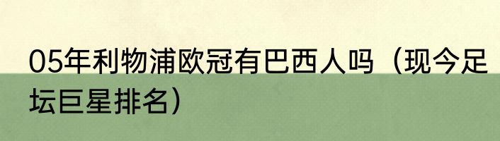 05年利物浦欧冠有巴西人吗（现今足坛巨星排名）