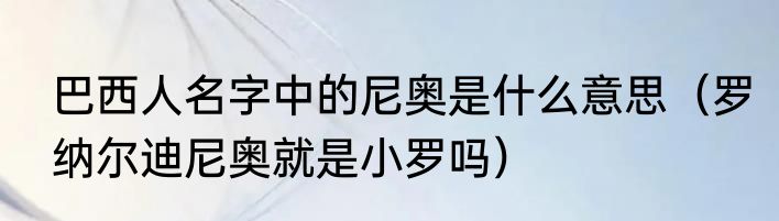 巴西人名字中的尼奥是什么意思（罗纳尔迪尼奥就是小罗吗）