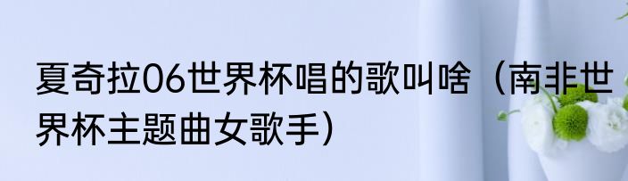 夏奇拉06世界杯唱的歌叫啥（南非世界杯主题曲女歌手）