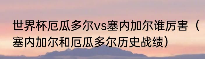 世界杯厄瓜多尔vs塞内加尔谁厉害（塞内加尔和厄瓜多尔历史战绩）