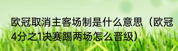 欧冠取消主客场制是什么意思（欧冠4分之1决赛踢两场怎么晋级）