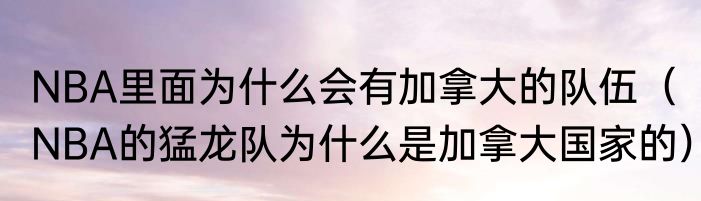 NBA里面为什么会有加拿大的队伍（NBA的猛龙队为什么是加拿大国家的）