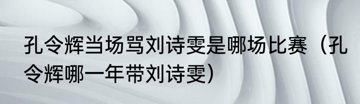 孔令辉当场骂刘诗雯是哪场比赛（孔令辉哪一年带刘诗雯）