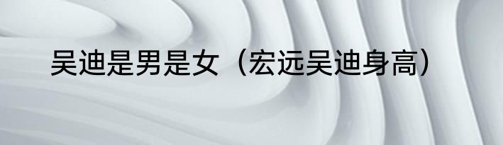 吴迪是男是女（宏远吴迪身高）