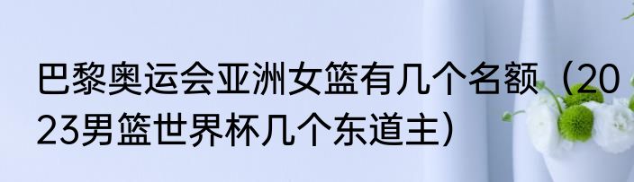 巴黎奥运会亚洲女篮有几个名额（2023男篮世界杯几个东道主）