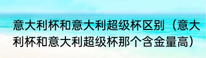 意大利杯和意大利超级杯区别（意大利杯和意大利超级杯那个含金量高）