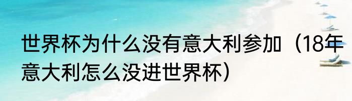 世界杯为什么没有意大利参加（18年意大利怎么没进世界杯）
