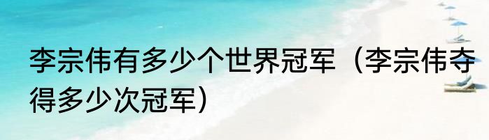 李宗伟有多少个世界冠军（李宗伟夺得多少次冠军）