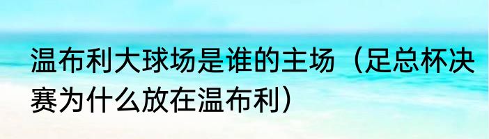 温布利大球场是谁的主场（足总杯决赛为什么放在温布利）