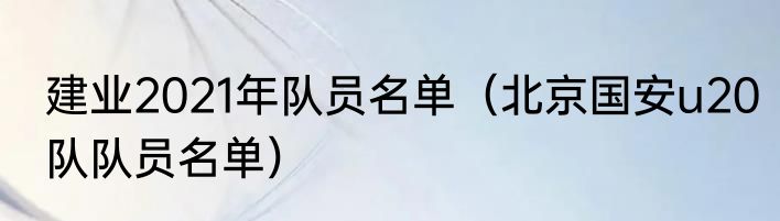 建业2021年队员名单（北京国安u20队队员名单）