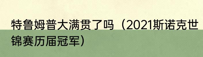 特鲁姆普大满贯了吗（2021斯诺克世锦赛历届冠军）
