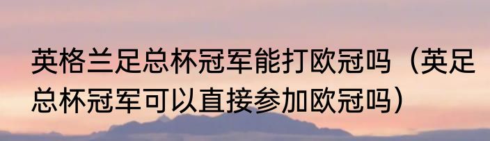 英格兰足总杯冠军能打欧冠吗（英足总杯冠军可以直接参加欧冠吗）