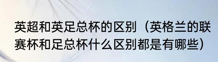 英超和英足总杯的区别（英格兰的联赛杯和足总杯什么区别都是有哪些）