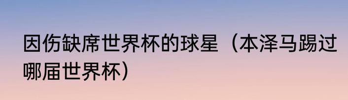 因伤缺席世界杯的球星（本泽马踢过哪届世界杯）
