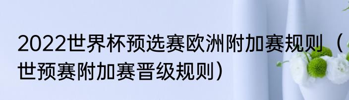 2022世界杯预选赛欧洲附加赛规则（世预赛附加赛晋级规则）