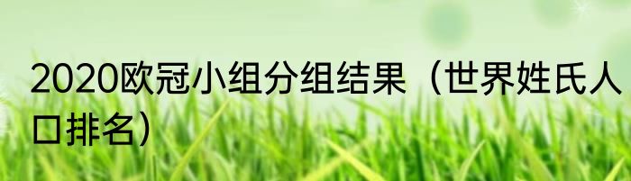 2020欧冠小组分组结果（世界姓氏人口排名）