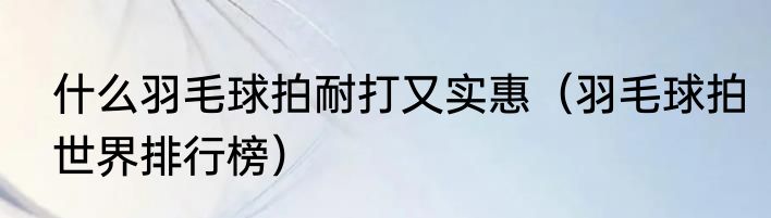 什么羽毛球拍耐打又实惠（羽毛球拍世界排行榜）