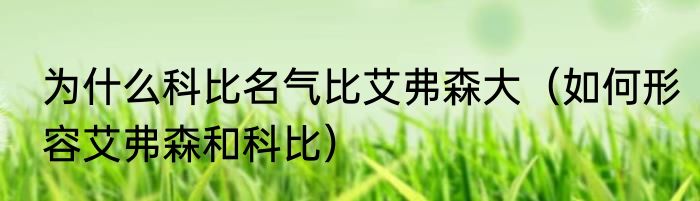 为什么科比名气比艾弗森大（如何形容艾弗森和科比）