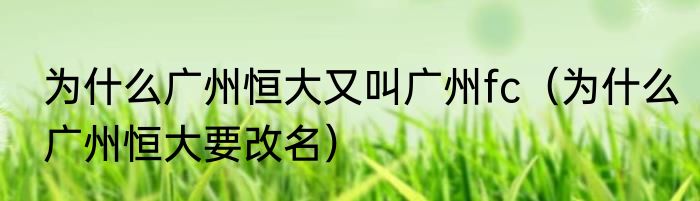 为什么广州恒大又叫广州fc（为什么广州恒大要改名）