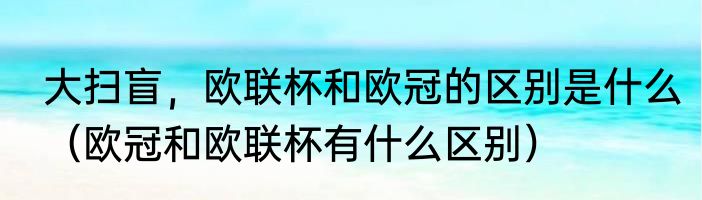 大扫盲，欧联杯和欧冠的区别是什么（欧冠和欧联杯有什么区别）