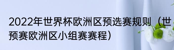 2022年世界杯欧洲区预选赛规则（世预赛欧洲区小组赛赛程）