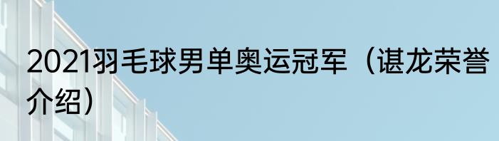 2021羽毛球男单奥运冠军（谌龙荣誉介绍）