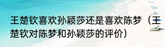 王楚钦喜欢孙颖莎还是喜欢陈梦（王楚钦对陈梦和孙颖莎的评价）