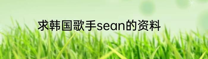 求韩国歌手sean的资料