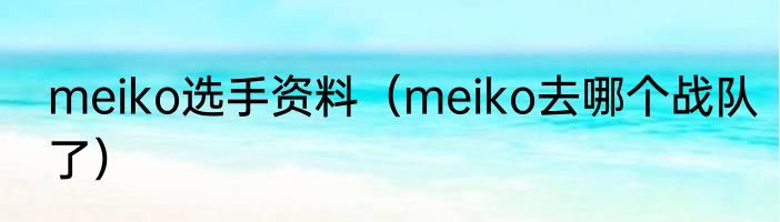 meiko选手资料（meiko去哪个战队了）