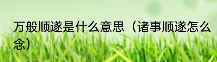 万般顺遂是什么意思（诸事顺遂怎么念）