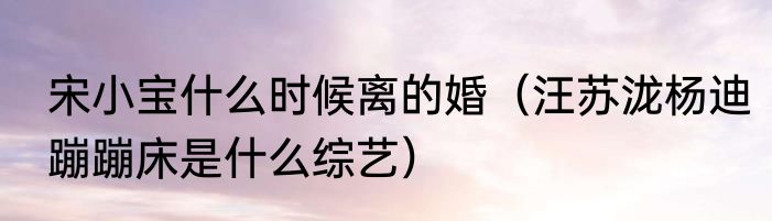 宋小宝什么时候离的婚（汪苏泷杨迪蹦蹦床是什么综艺）