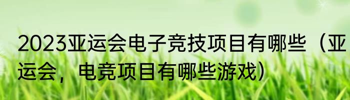 2023亚运会电子竞技项目有哪些（亚运会，电竞项目有哪些游戏）