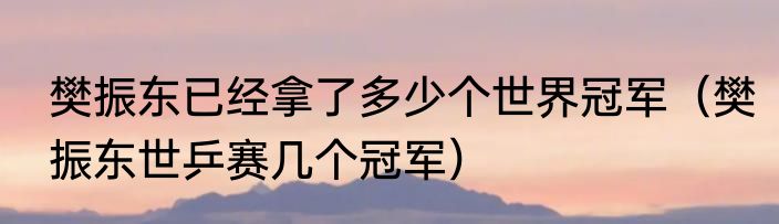 樊振东已经拿了多少个世界冠军（樊振东世乒赛几个冠军）