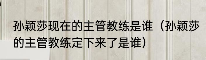 孙颖莎现在的主管教练是谁（孙颖莎的主管教练定下来了是谁）
