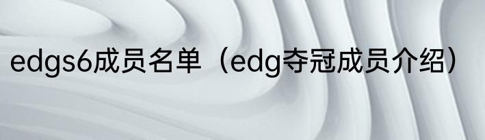 edgs6成员名单（edg夺冠成员介绍）