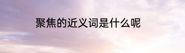 聚焦的近义词是什么呢