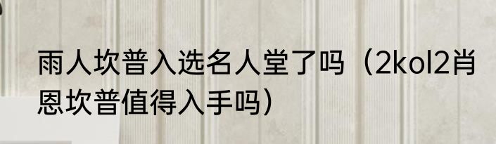 雨人坎普入选名人堂了吗（2kol2肖恩坎普值得入手吗）