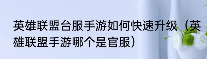 英雄联盟台服手游如何快速升级（英雄联盟手游哪个是官服）