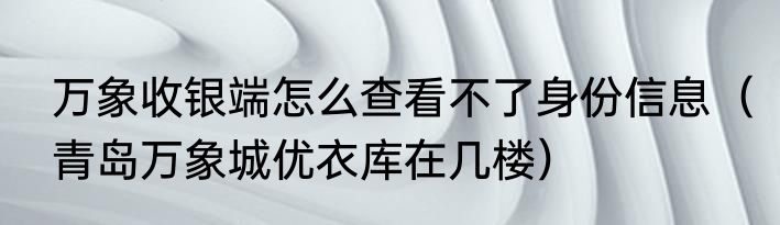 万象收银端怎么查看不了身份信息（青岛万象城优衣库在几楼）