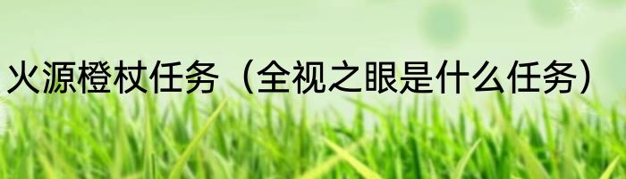 火源橙杖任务（全视之眼是什么任务）