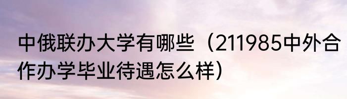 中俄联办大学有哪些（211985中外合作办学毕业待遇怎么样）